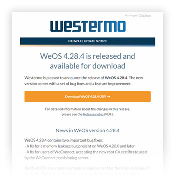WeOS newsletter by Westermo